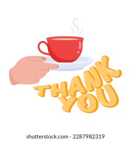 Flat sticker of tea thanks 