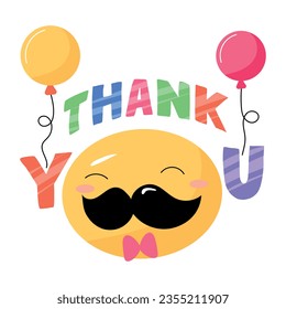 A flat sticker of thanks emoji 