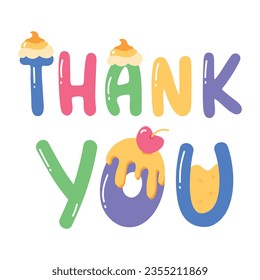 A flat sticker of thanks lettering 