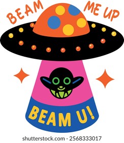 A flat sticker of ufo abduction