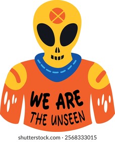 A flat sticker of unseen alien