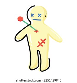 A flat sticker of voodoo doll 