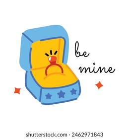 A flat sticker of wedding proposal ring 