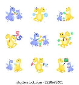 Flat Stickers of Gemini Zodiac

