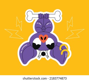 Flat Stickers Halloween. Bat. Bones.