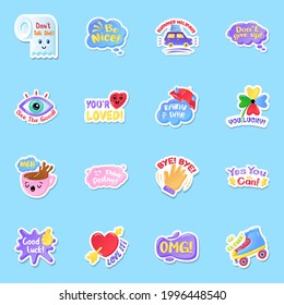 Flat Stickers with Texts in Editable Style