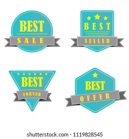 Flat stickers vector badge best sale label, badges icon concept