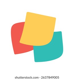 Flat Sticky Notes with Curled Corners in Cheerful Colors
