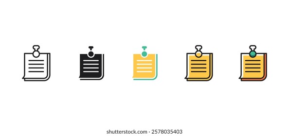 Flat sticky notes icon for stationery, office supplies, reminders, note-taking, organization, productivity, planning, and memo concepts in vector illustration for business and personal use.