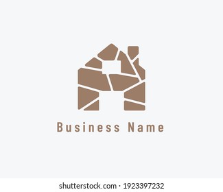 Flat Stone House Logo Design