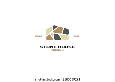 Flat stone house logo vector icon illustration idea