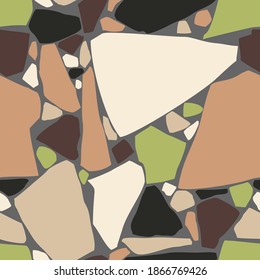 Flat stones texture seamless pattern. Abstract modern endless floor background. Vector illustration.