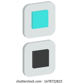 Flat stop dot square background Icon in isometric style