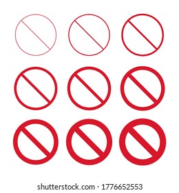 Flat Stop Icon collection isolated on white background. Modern vector illustration. Red no entry symbol set