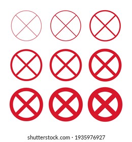 Icono de parada plana aislado en fondo blanco. Ilustración vectorial moderna. Rojo sin símbolo de entrada establecido.