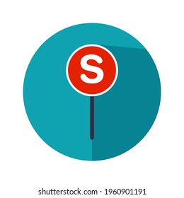 Flat Stop Sign Icon Art Vector Design