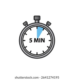 Flat Stopwatch Icons 5 Minutes