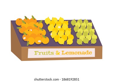 Flat storing citrus fruits with healthy food symbols vector illustration