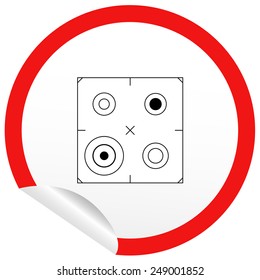 Flat stove icon on sticker for floor plan outline. Line editable EPS10 vector furniture illustration. View from above