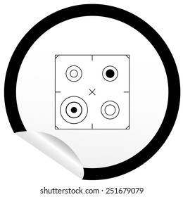 Flat stove icon on sticker for floor plan outline. Line editable EPS10 vector furniture illustration. View from above