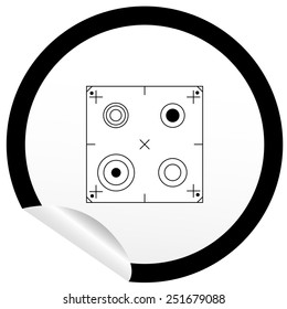 Flat stove icon on sticker for floor plan outline. Line editable EPS10 vector furniture illustration. View from above