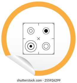 Flat stove icon on sticker for floor plan outline. Line editable EPS10 vector furniture illustration. View from above