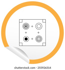 Flat stove icon on sticker for floor plan outline. Line editable EPS10 vector furniture illustration. View from above