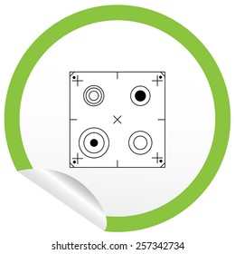 Flat stove icon on sticker for floor plan outline. Line editable EPS10 vector furniture illustration. View from above