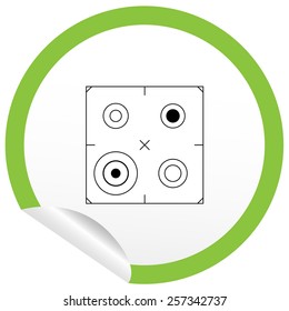 Flat stove icon on sticker for floor plan outline. Line editable EPS10 vector furniture illustration. View from above