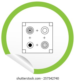 Flat stove icon on sticker for floor plan outline. Line editable EPS10 vector furniture illustration. View from above