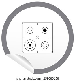 Flat stove icon on sticker for floor plan outline. Line editable EPS10 vector furniture illustration. View from above