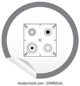 Flat stove icon on sticker for floor plan outline. Line editable EPS10 vector furniture illustration. View from above
