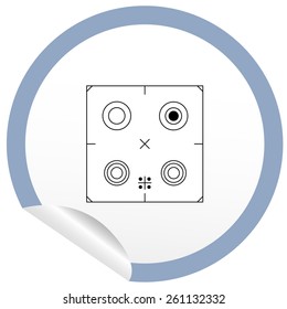 Flat stove icon on sticker for floor plan outline. Line editable EPS10 vector furniture illustration. View from above
