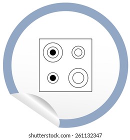 Flat stove icon on sticker for floor plan outline. Line editable EPS10 vector furniture illustration. View from above