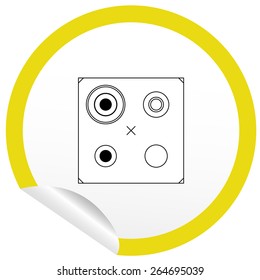 Flat stove icon on sticker for floor plan outline. Line editable EPS10 vector furniture illustration. View from above
