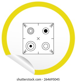 Flat stove icon on sticker for floor plan outline. Line editable EPS10 vector furniture illustration. View from above

