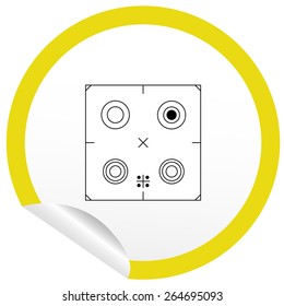 Flat stove icon on sticker for floor plan outline. Line editable EPS10 vector furniture illustration. View from above
