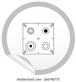 Flat stove icon on sticker for floor plan outline. Line editable EPS10 vector furniture illustration. View from above