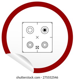 Flat stove icon on sticker for floor plan outline. Line editable EPS10 vector furniture illustration. View from above