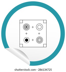 Flat stove icon on sticker for floor plan outline. Line editable EPS10 vector furniture illustration. View from above