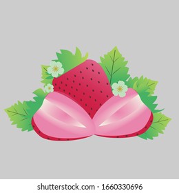 flat strawberry drawing vector design