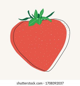 Flaches Erdbeeren, einzelne Vektorillustration Illustration. Sommerkunst. Fruchtdesign. Skandinavischer Stil.