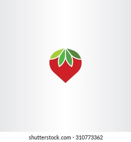 Flat Strawberry Vector Icon Symbol Logo