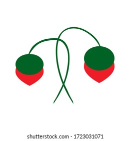 flat strawberry vector isolated. Delicious strawberry icon. Ripe red badge of the bush of strawberries.