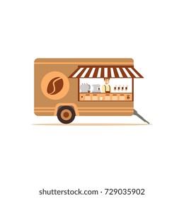 Flat street food cart with coffee