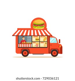 Flat street food van with junk food