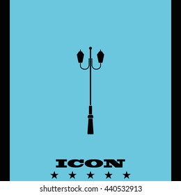 Flat street light silhouette. Street lamp icon.