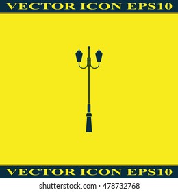 Flat street light silhouette. Street lamp icon.