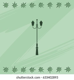 Flat street light silhouette. Street lamp icon.