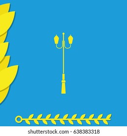 Flat street light silhouette. Street lamp icon.